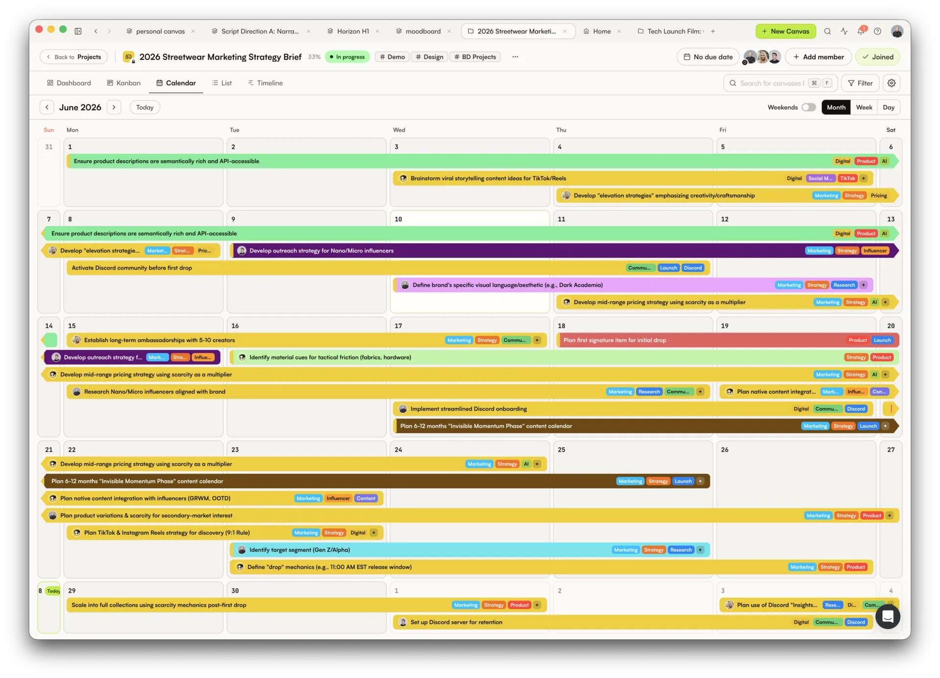 Project Calendar view
