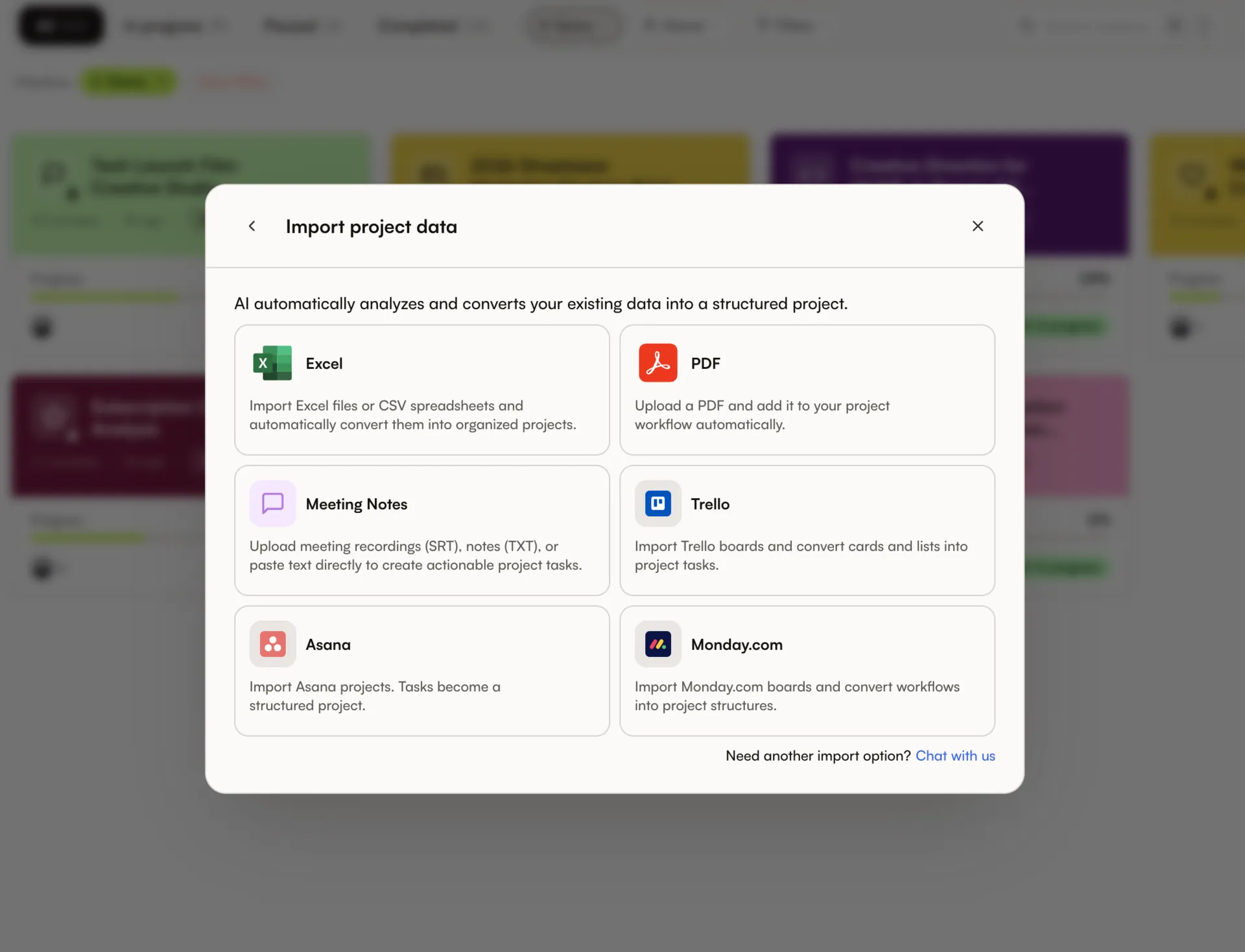 Import a project with AI