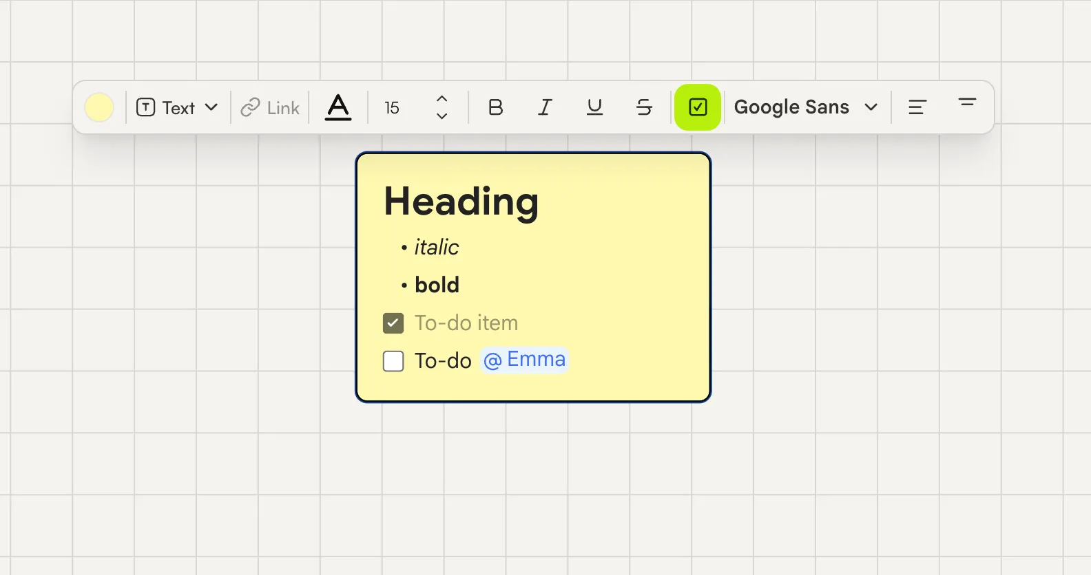 Rich-Text-Editor in einem Canvas-Element