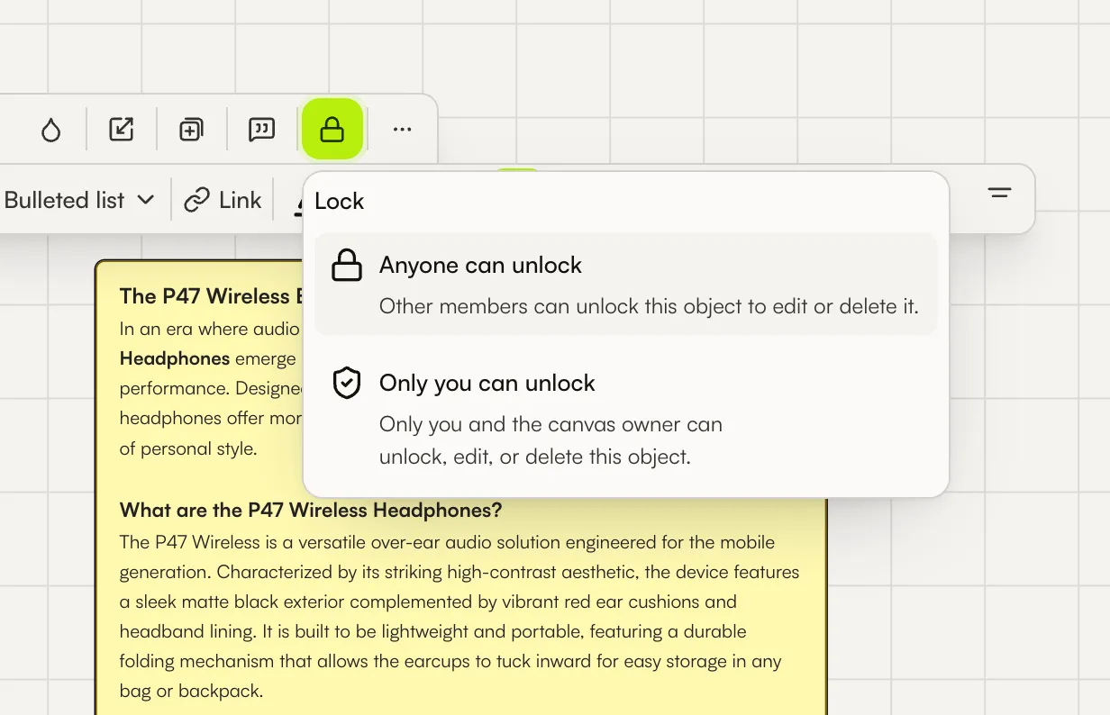 Object lock selector