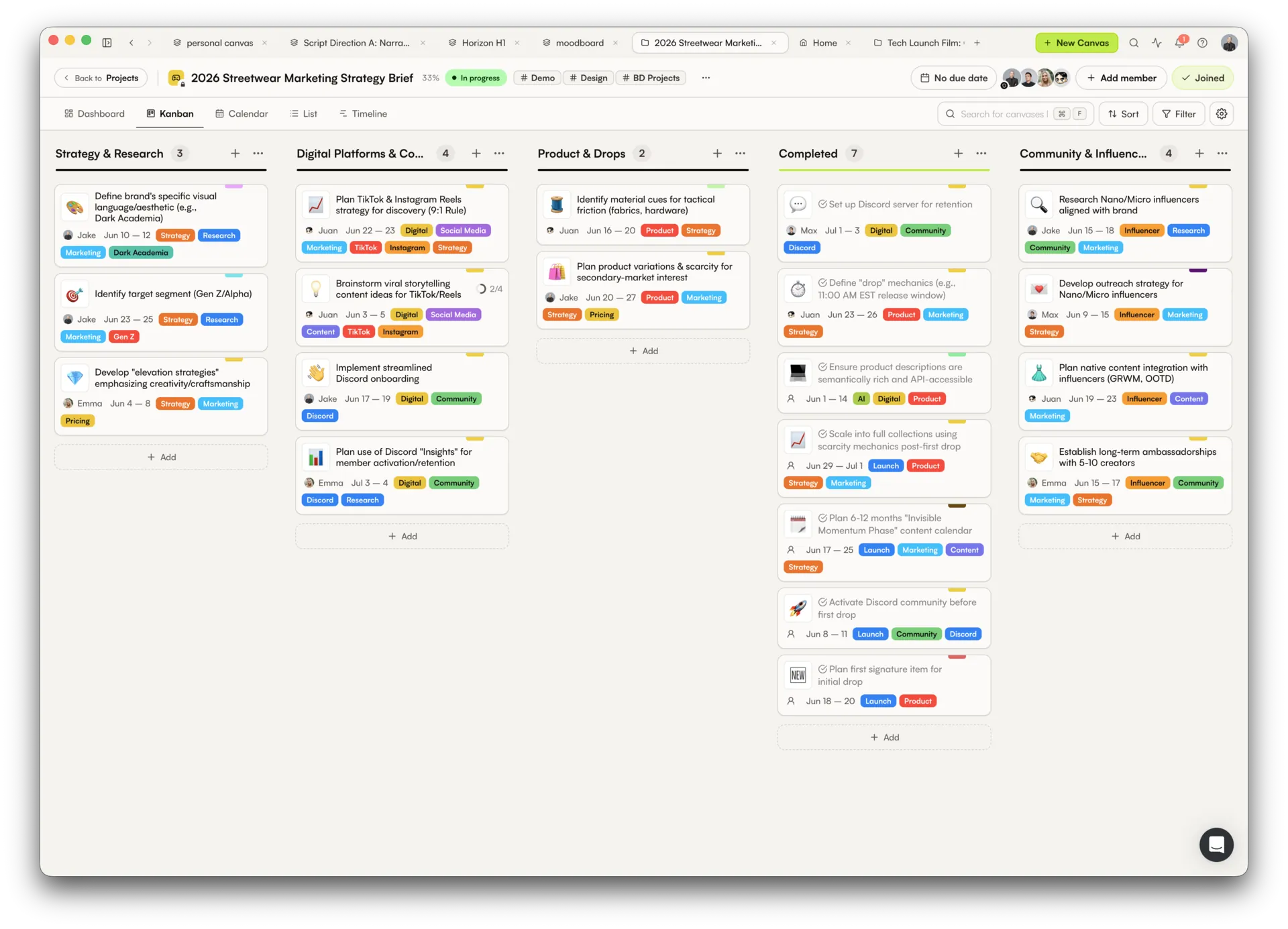 Project Kanban view